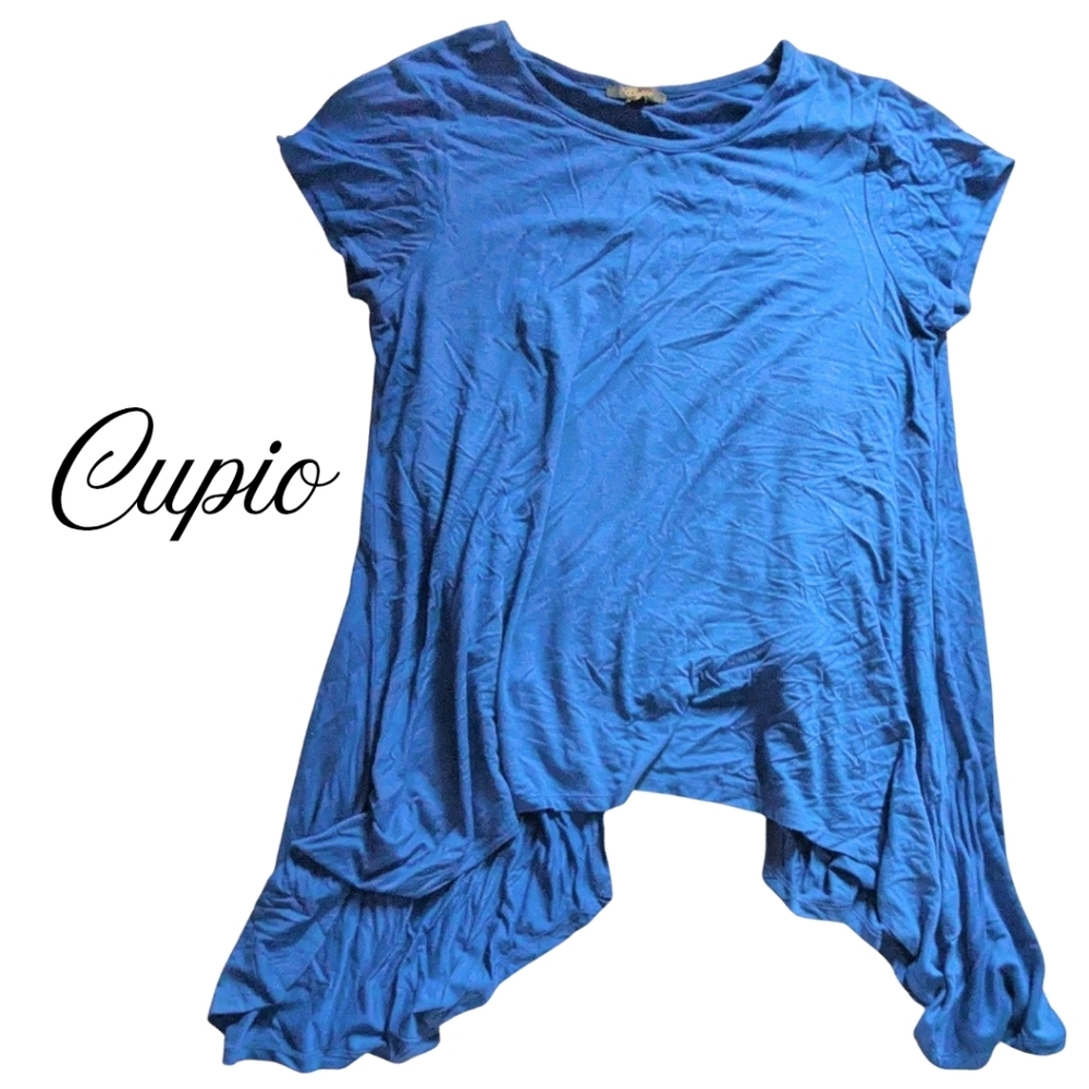 Size Med, Cupio Brand Asymmetrical, Open Back Tunic Top, Royal Blue, EUC